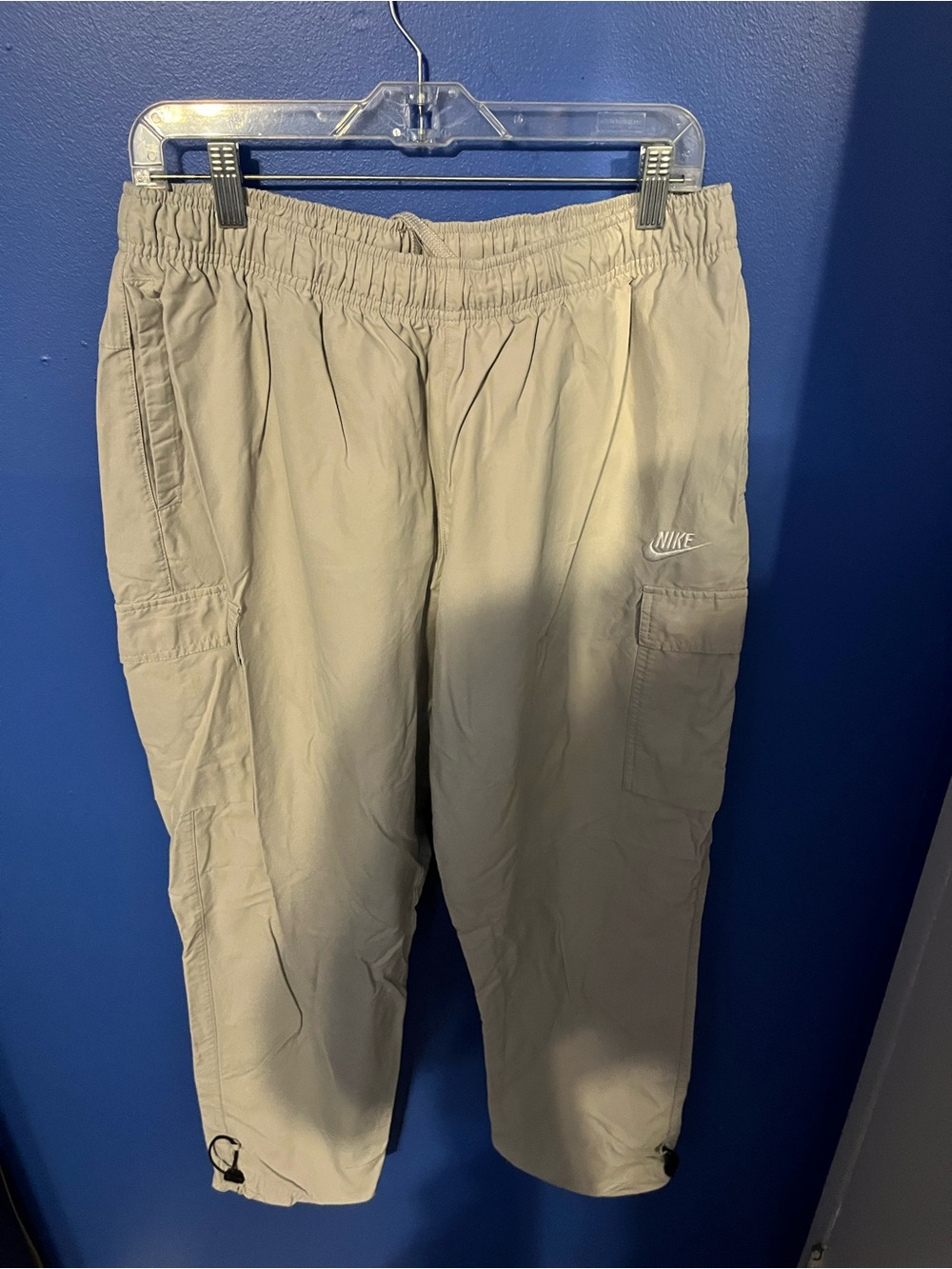 Nike Men's Tan Cargo Pants with Elastic Waist